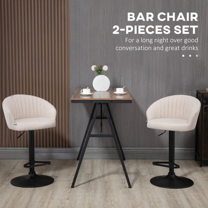 HOMCOM Beige Swivel Bar Stools Set of 2 - Adjustable Height Dining Chairs