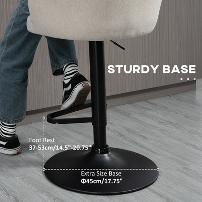 HOMCOM Beige Swivel Bar Stools Set of 2 - Adjustable Height Dining Chairs