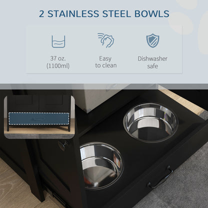 PawHut Dog Food Storage Cabinet - Black, Medium Size