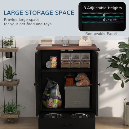 PawHut Dog Food Storage Cabinet - Black, Medium Size