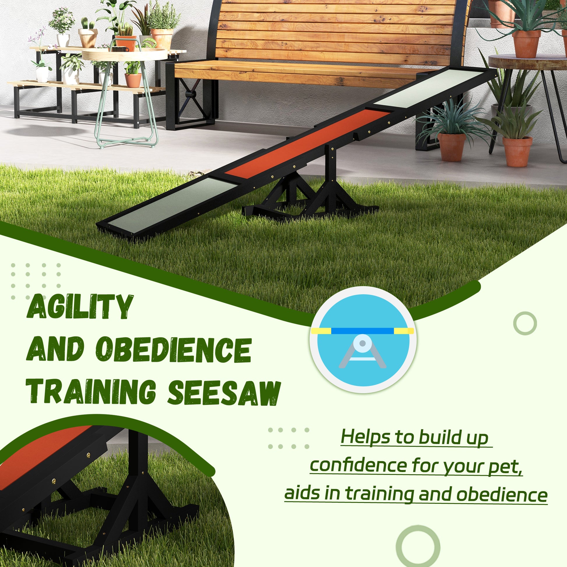 PawHut Wooden Dog Agility Seesaw - Training & Exercise Platform