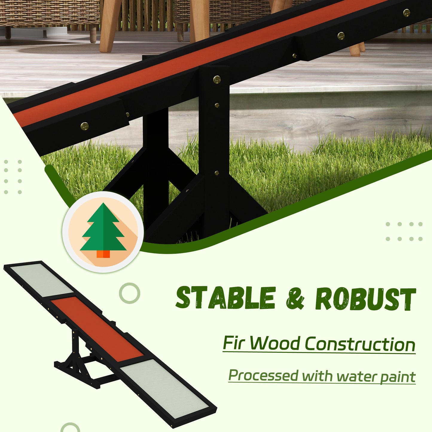 PawHut Wooden Dog Agility Seesaw - Training & Exercise Platform
