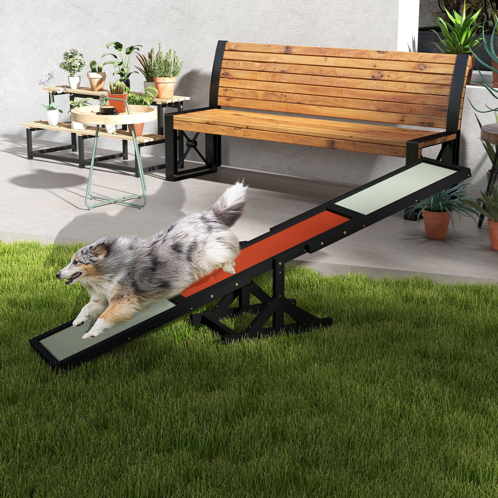 PawHut Wooden Dog Agility Seesaw - Training & Exercise Platform