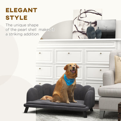 Grey Velvet Large Dog Couch - Stylish & Comfortable Pet Bed