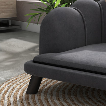 Grey Velvet Large Dog Couch - Stylish & Comfortable Pet Bed