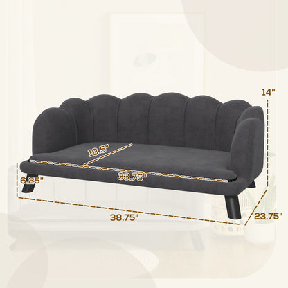 Grey Velvet Large Dog Couch - Stylish & Comfortable Pet Bed