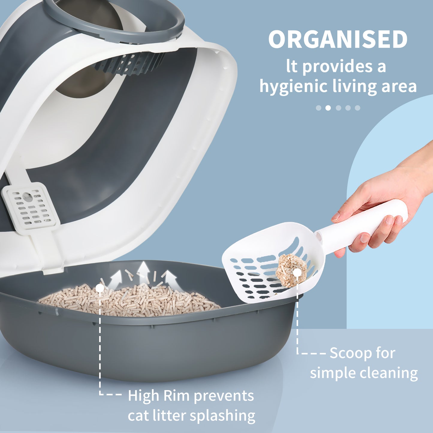 Foldable Cat Litter Box - White ABS Pet Bed