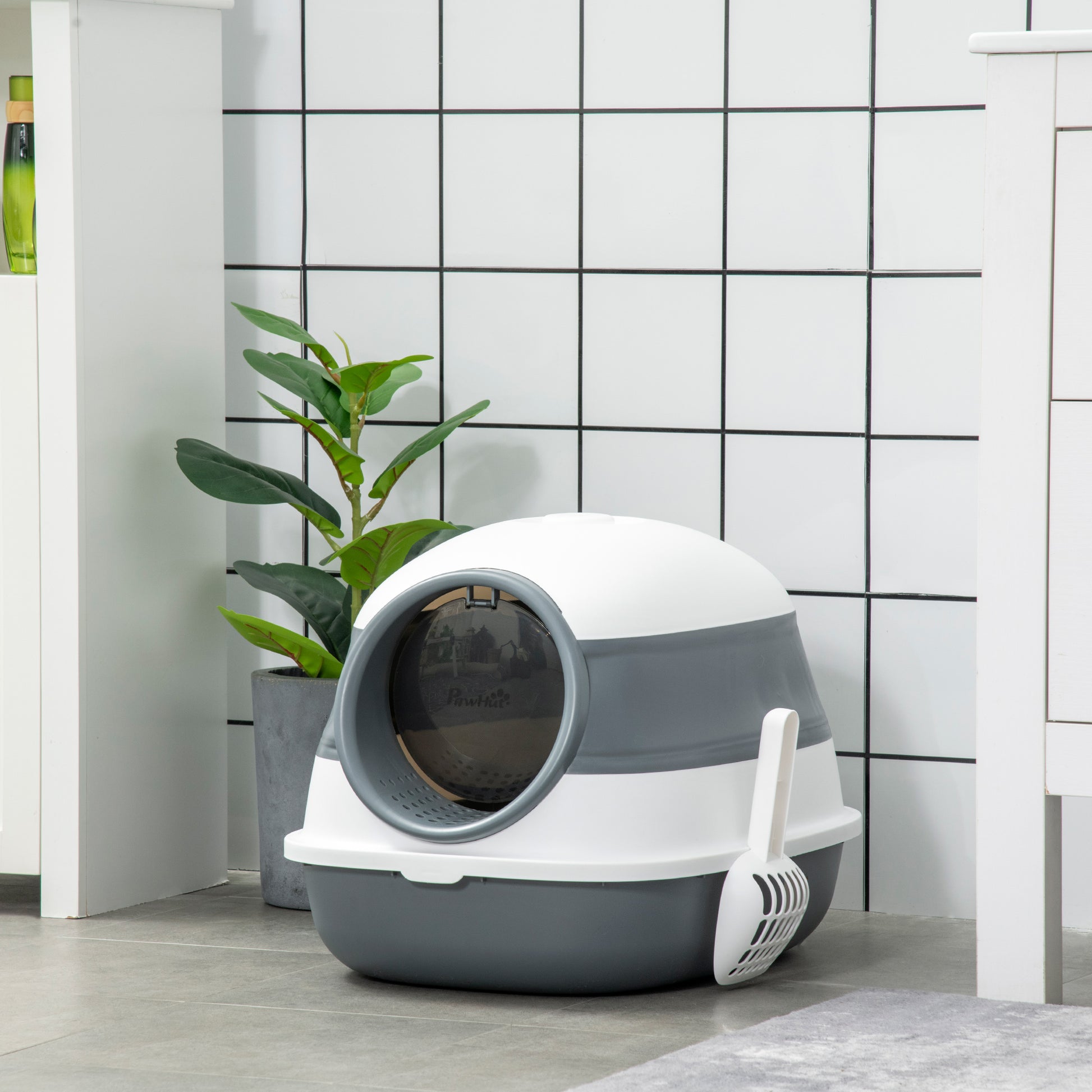 Foldable Cat Litter Box - White ABS Pet Bed