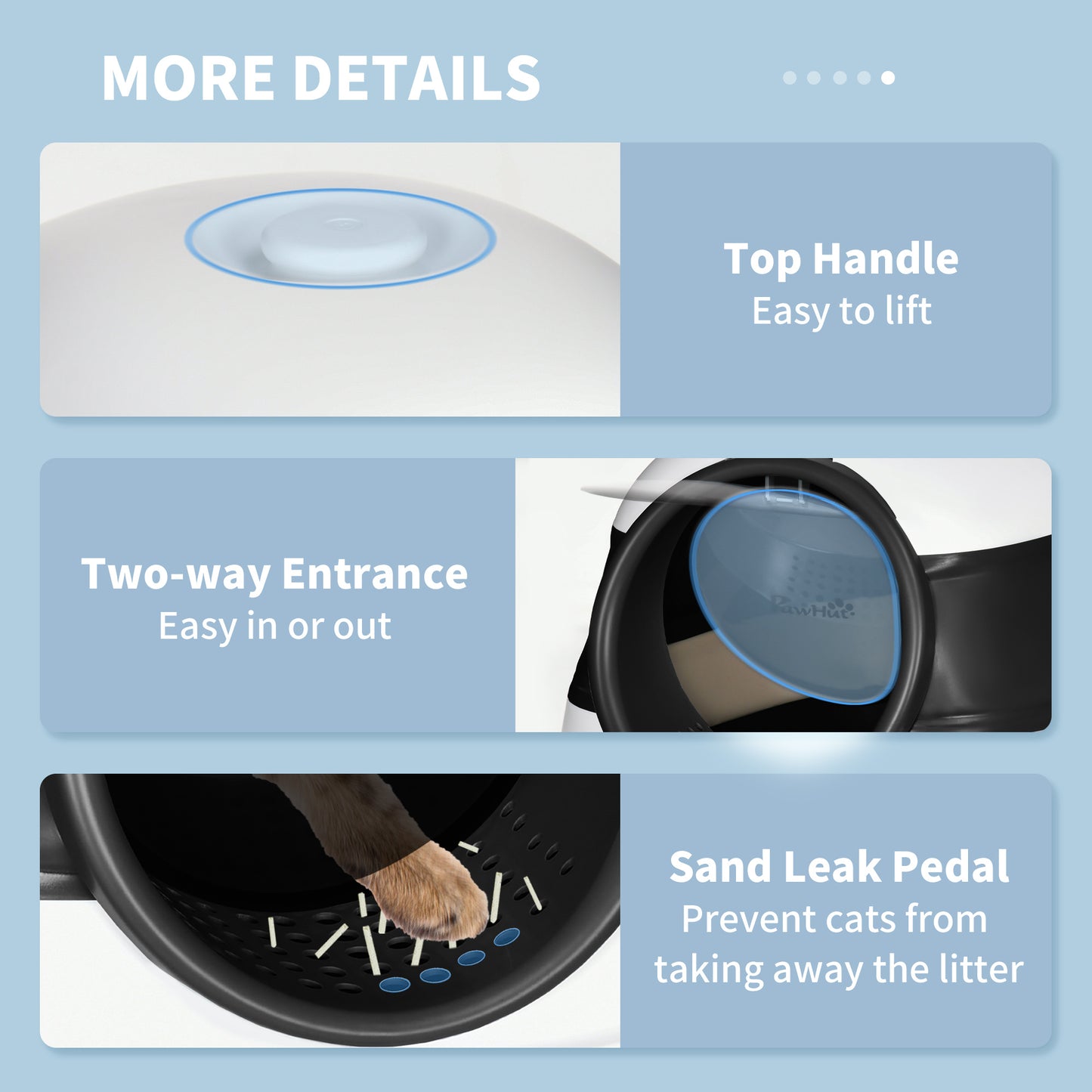 Foldable Cat Litter Box - Black ABS, 20.5" L