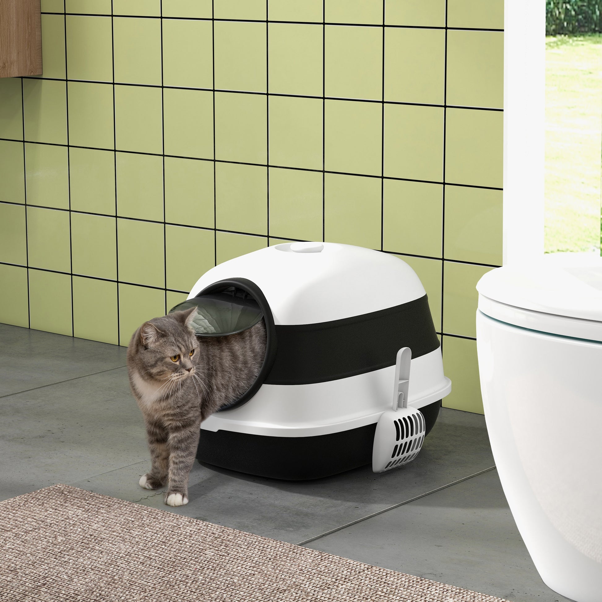 Foldable Cat Litter Box - Black ABS, 20.5" L