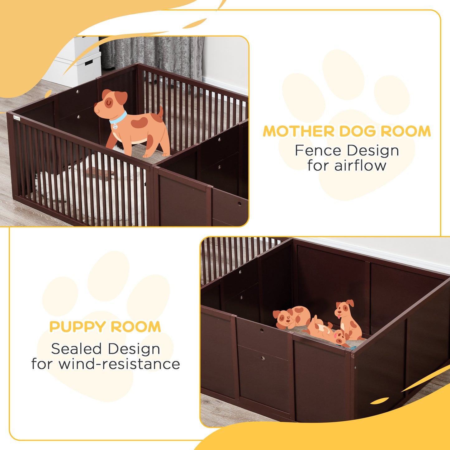 PawHut Whelping Box - Large Coffee MDF Puppy Pen