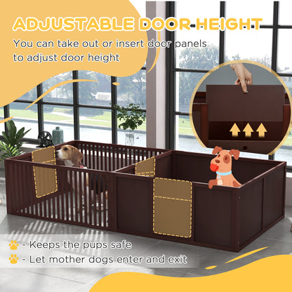 PawHut Whelping Box - Large Coffee MDF Puppy Pen