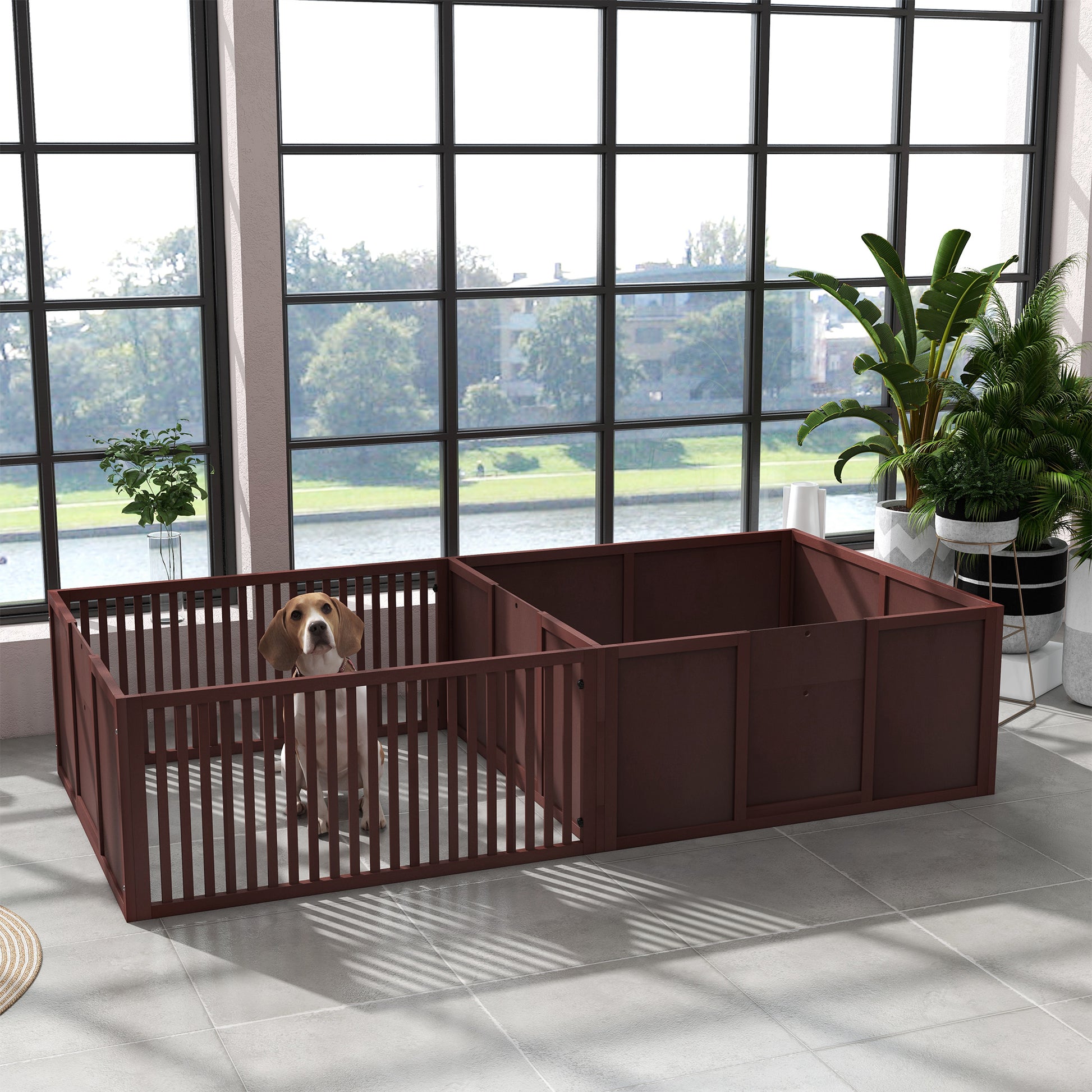 PawHut Whelping Box - Large Coffee MDF Puppy Pen