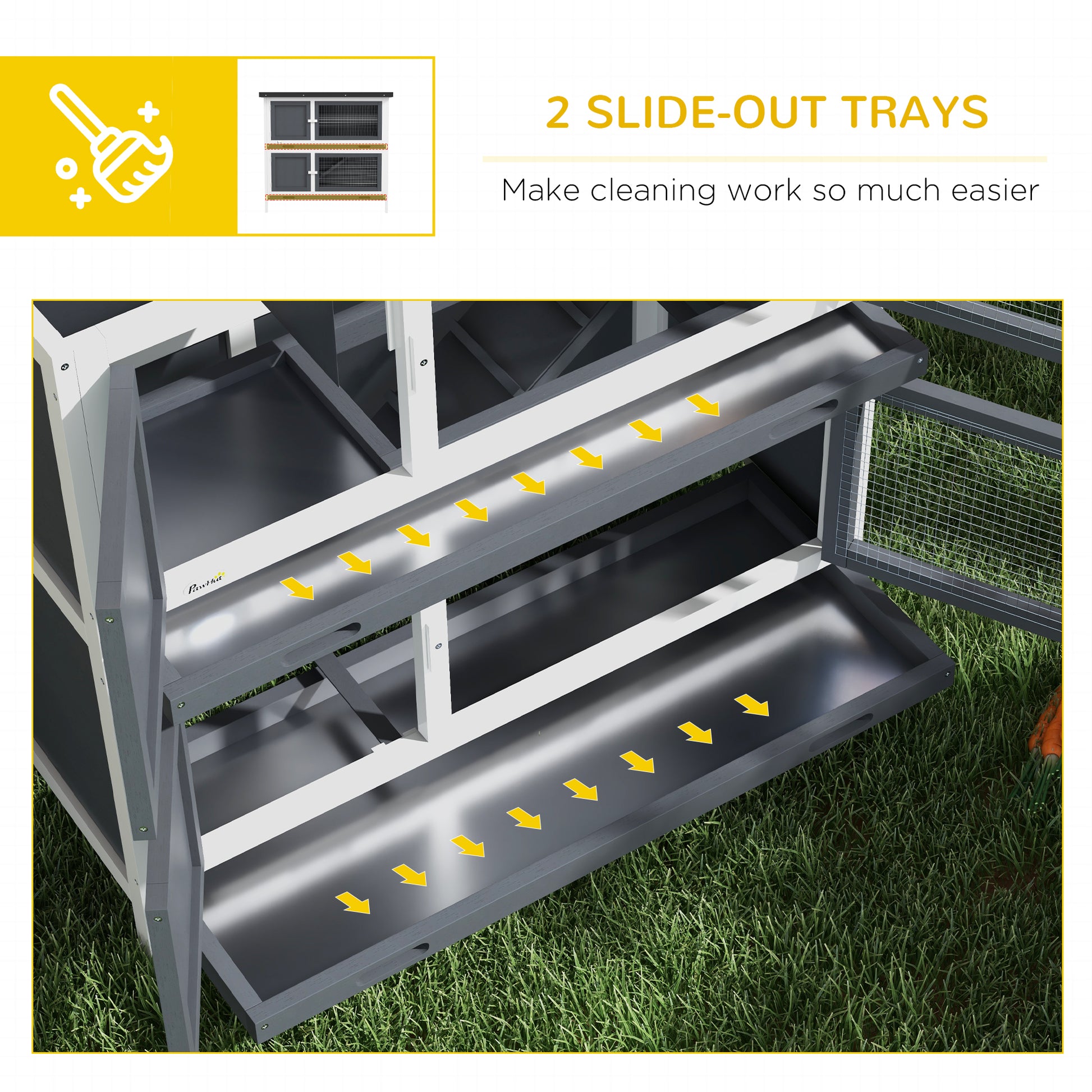 Grey Wood Rabbit Hutch - Small Animal Habitat