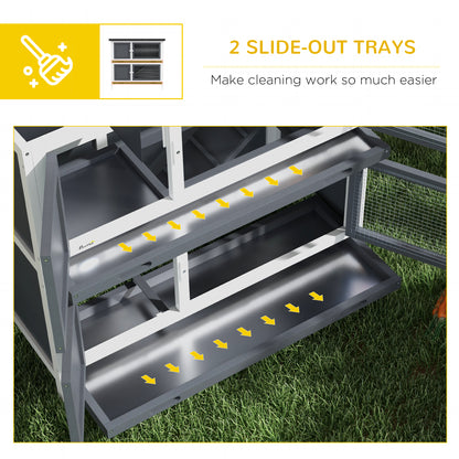 Grey Wood Rabbit Hutch - Small Animal Habitat