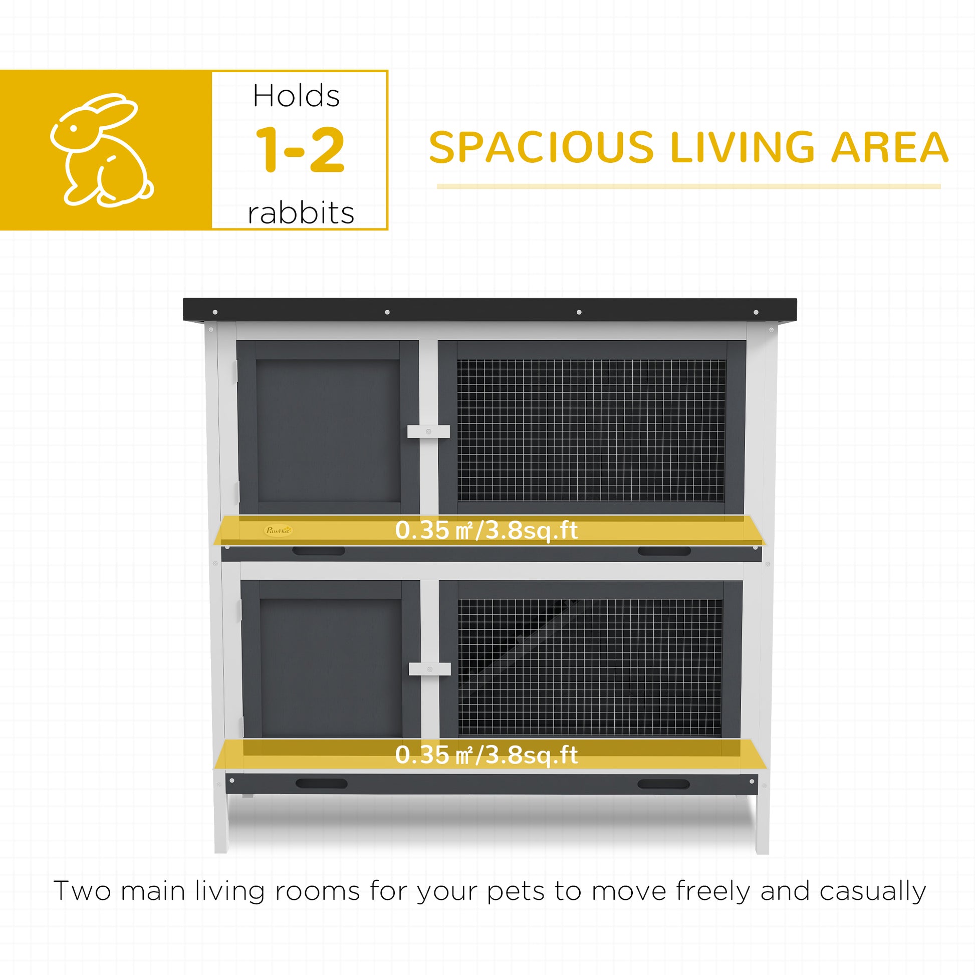 Grey Wood Rabbit Hutch - Small Animal Habitat