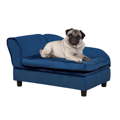 Blue Wood Dog Bed with Storage for Small Dogs