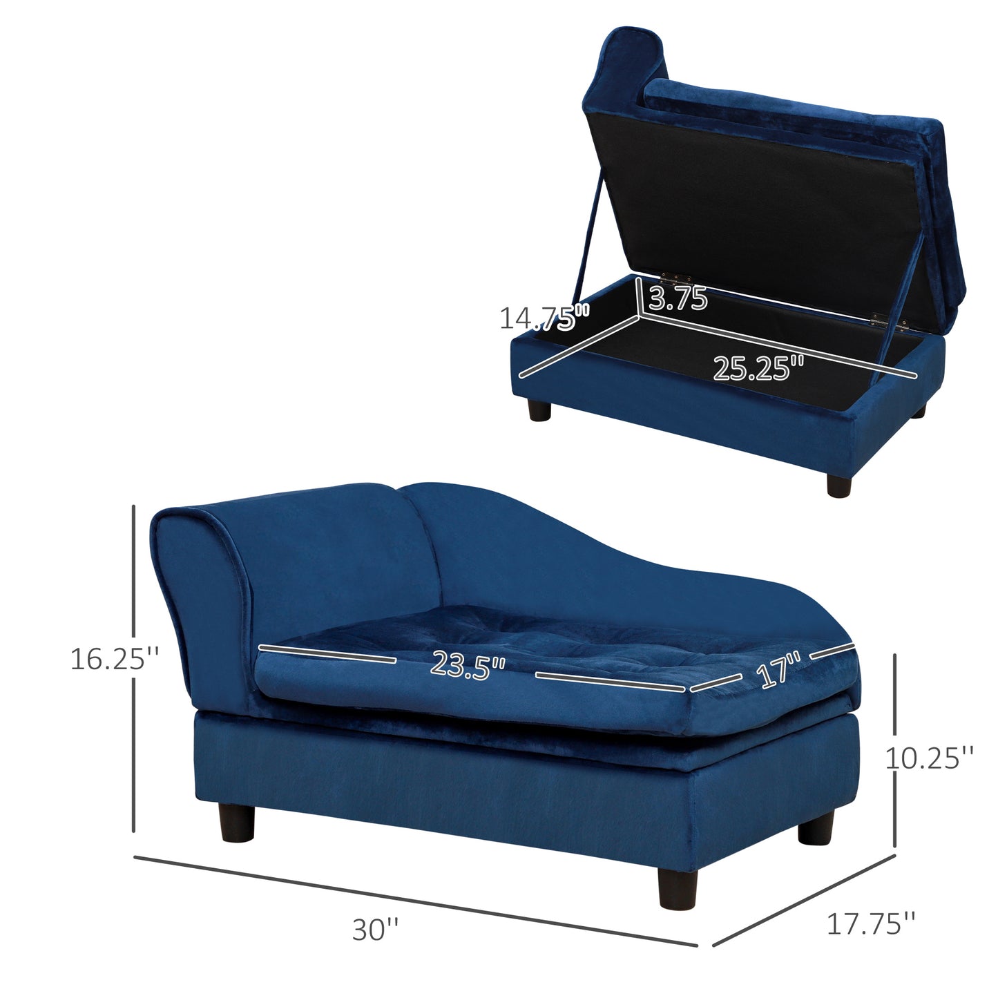 Blue Wood Dog Bed with Storage for Small Dogs