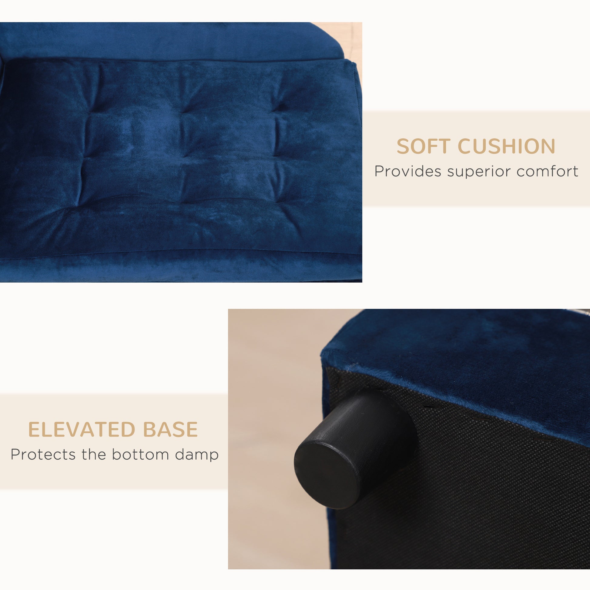 Blue Wood Dog Bed with Storage for Small Dogs