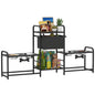 PawHut Dog Bowl Stand with 2 Feeding Stations, 3 Height Adjustable Elevated Dog Bowls with Toy Bin Basket, Lifted Food and Water Bowl, Black