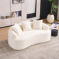 LY-025S Curved Loveseat White Full Compression Sponge Sofa, 30D Chenille No-Assembly Compact Sofa for Small Spaces & Apartments, 65"L, 300 lbs, 3 Pillows