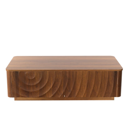 Walnut Brown Rectangle Coffee Table with Storage