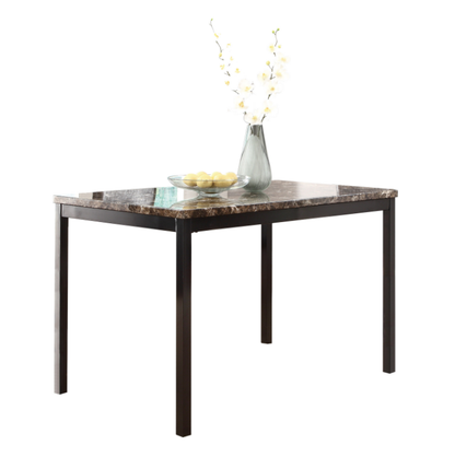 5 Piece Metal Dining Table Set with Faux Marble Top - Black for Dining Room