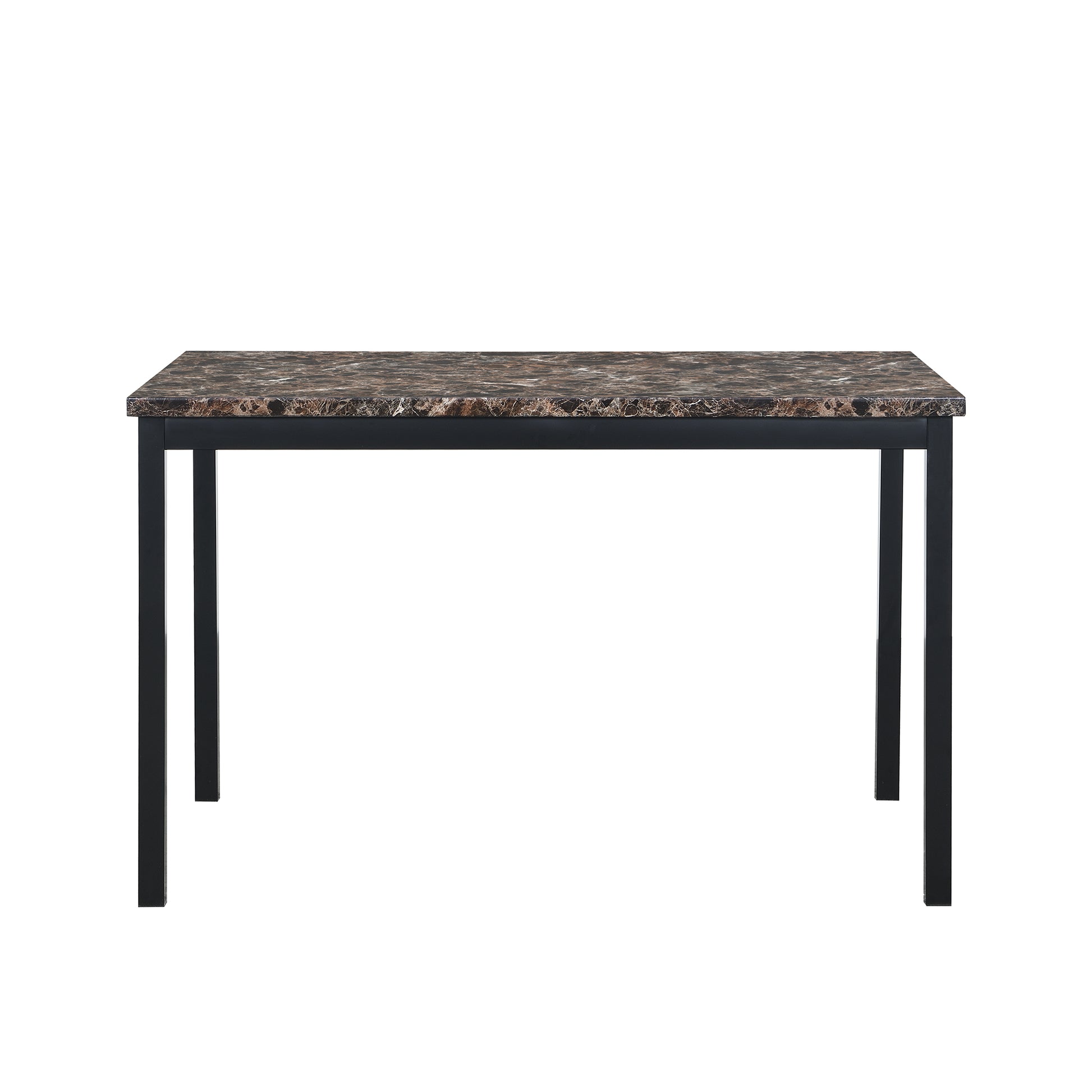 5 Piece Metal Dining Table Set with Faux Marble Top - Black for Dining Room