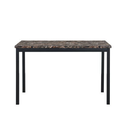 5 Piece Metal Dining Table Set with Faux Marble Top - Black for Dining Room