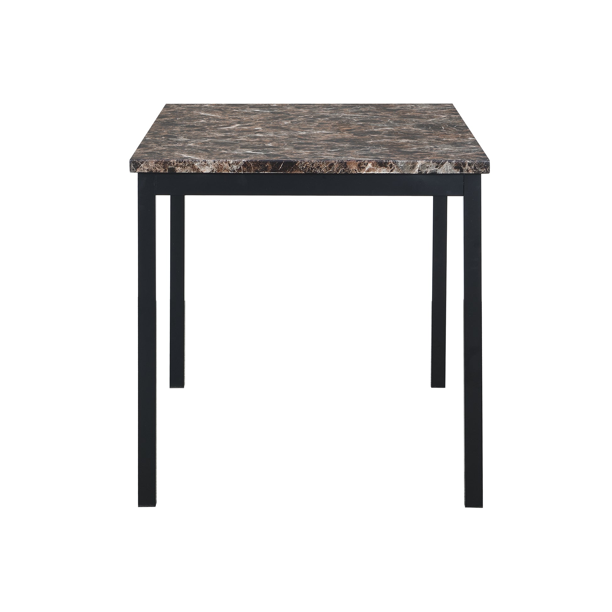 5 Piece Metal Dining Table Set with Faux Marble Top - Black for Dining Room