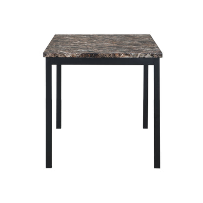 5 Piece Metal Dining Table Set with Faux Marble Top - Black for Dining Room