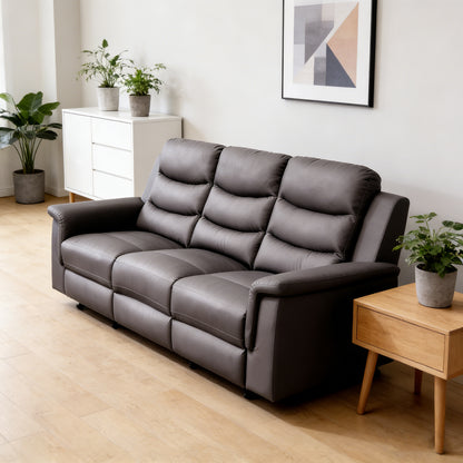 Black Reclining Sofa - 3 Seat Comfort & Storage