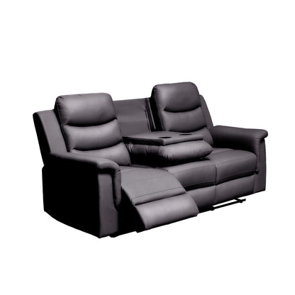 Black Reclining Sofa - 3 Seat Comfort & Storage