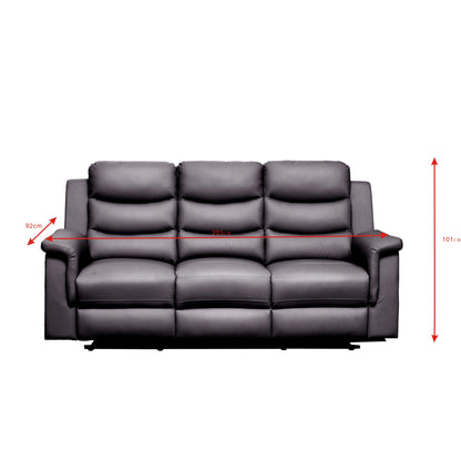 Black Reclining Sofa - 3 Seat Comfort & Storage