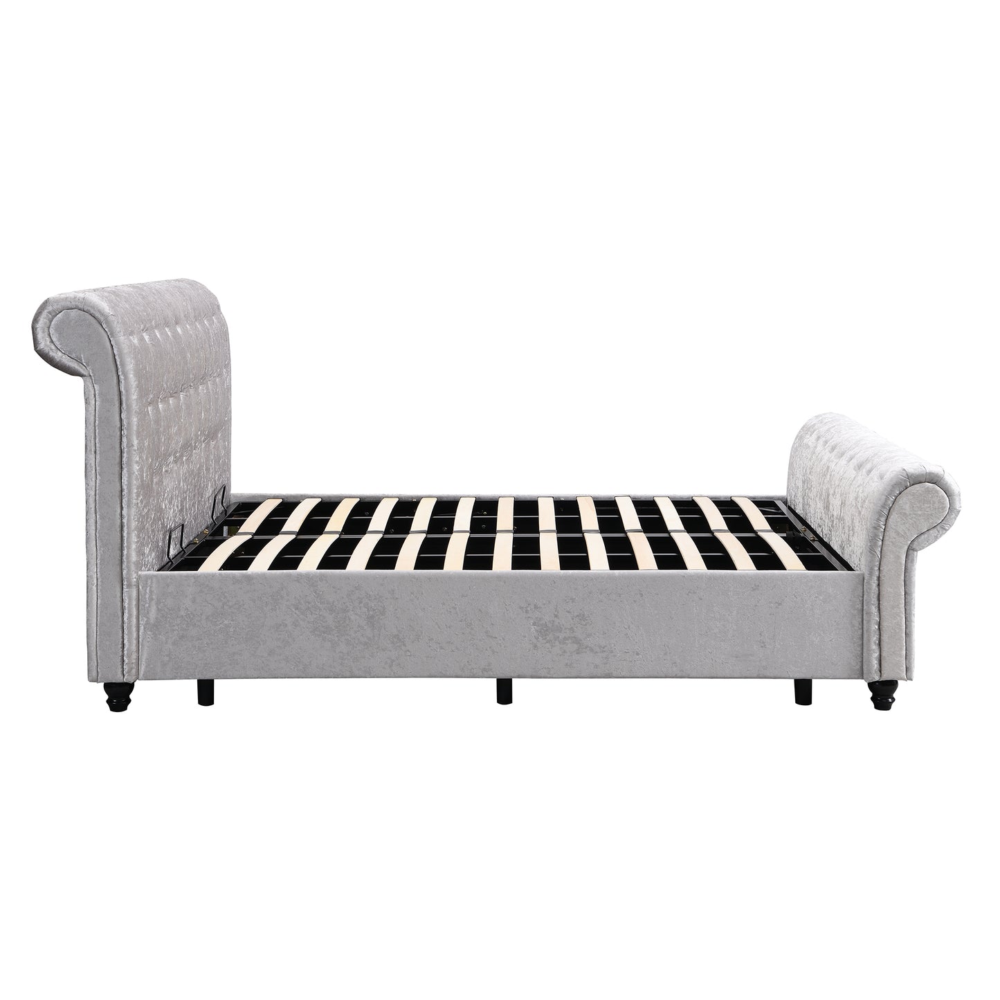 Queen Size Upholstered Storage Bed - Silver