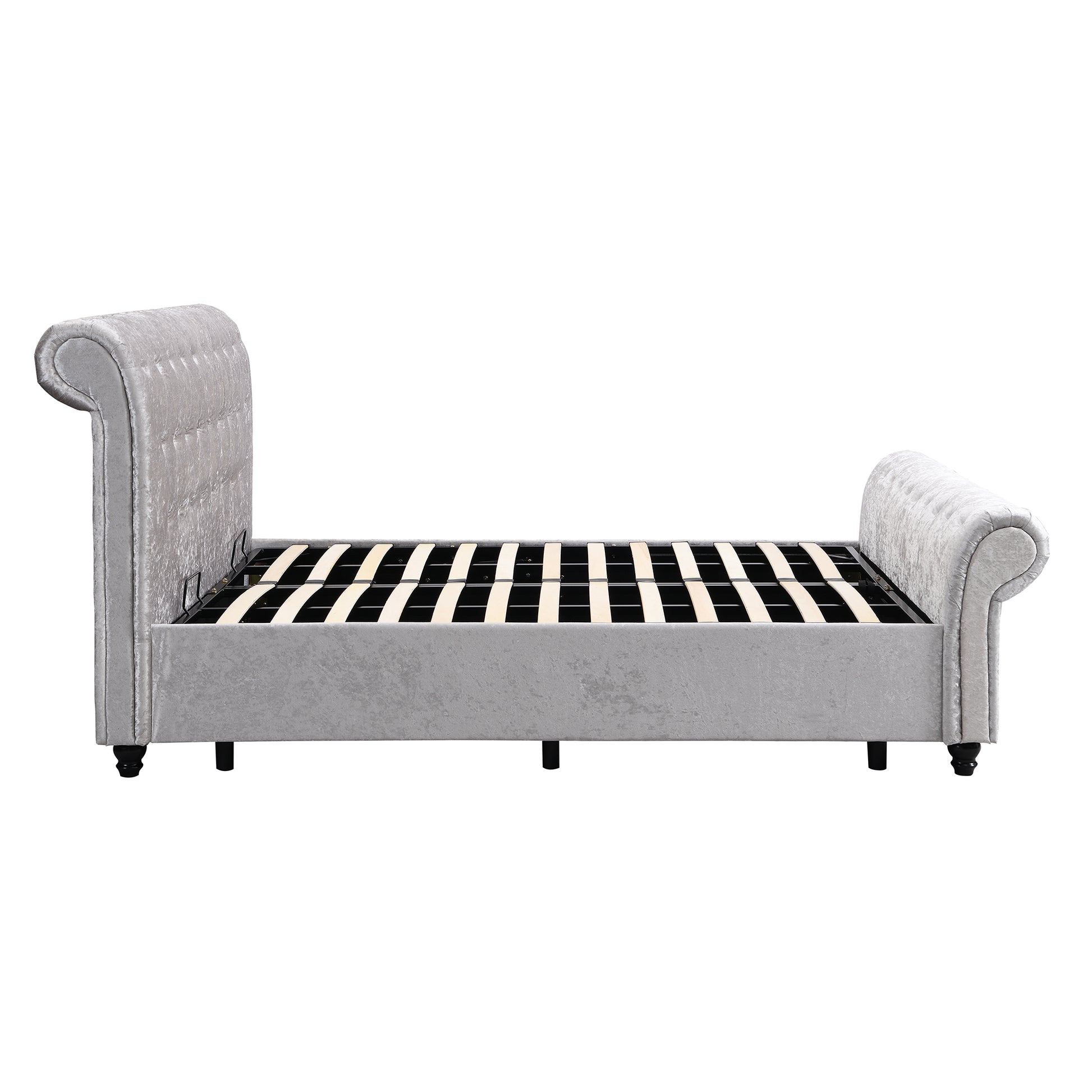 Queen Size Upholstered Storage Bed - Silver
