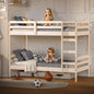 DFW Bunk Bed Twin Over Twin,  Pine Solid Wood Detachable Bed Frame with High Guardrails & Integrated Ladder, Wooden Slatted Bunk Bed for Teens & Adult, No Box Spring Needed, White
