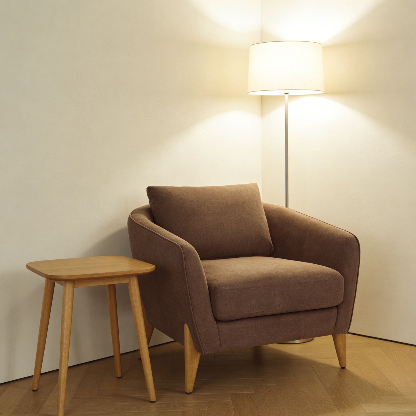 Brown Polyester Upholstered Accent Chair - Living Room Sofa