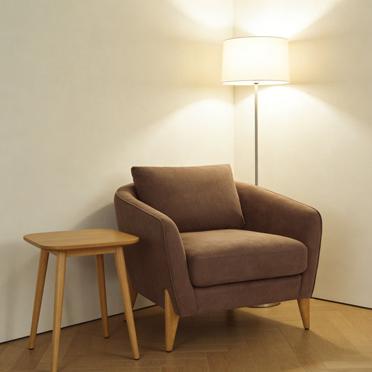 Brown Polyester Upholstered Accent Chair - Living Room Sofa