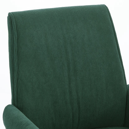 Green Corduroy Ergonomic Office Chair - Mid Back Support