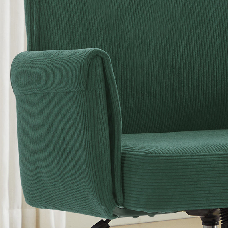 Green Corduroy Ergonomic Office Chair - Mid Back Support