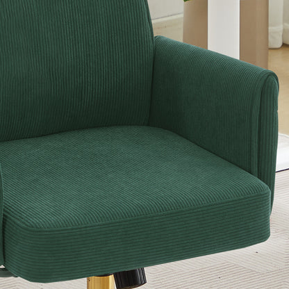 Green Corduroy Ergonomic Office Chair - Mid Back Support
