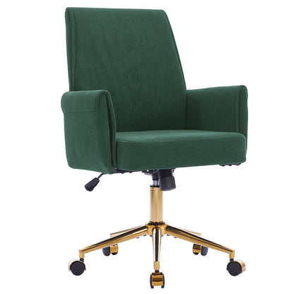 Green Corduroy Ergonomic Office Chair - Mid Back Support