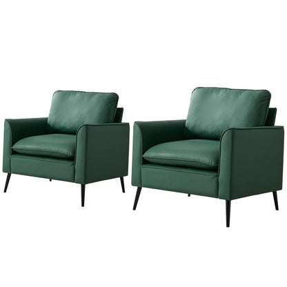 Green Leather 2 Seat Sofa Chair - Bedroom or Living Room