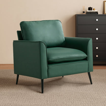 Green Leather 2 Seat Sofa Chair - Bedroom or Living Room