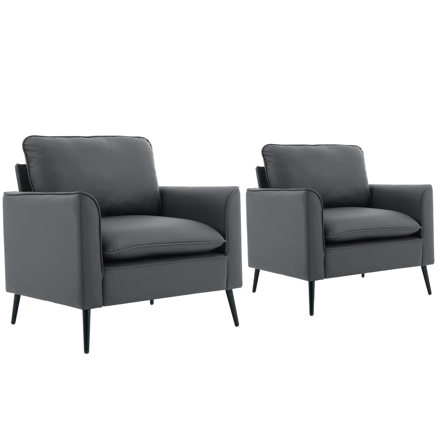 Light Gray Leather Sofa Chair - 2 Seat for Living Room