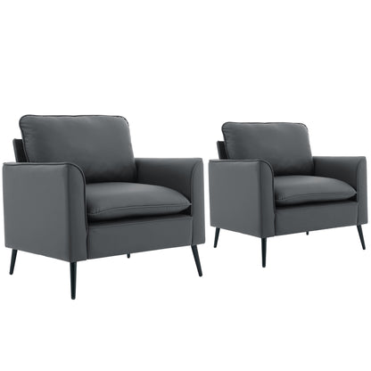 Light Gray Leather Sofa Chair - 2 Seat for Living Room