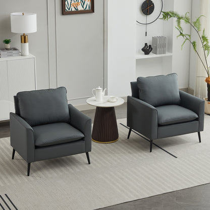 Light Gray Leather Sofa Chair - 2 Seat for Living Room