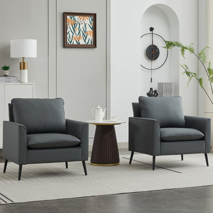 Light Gray Leather Sofa Chair - 2 Seat for Living Room