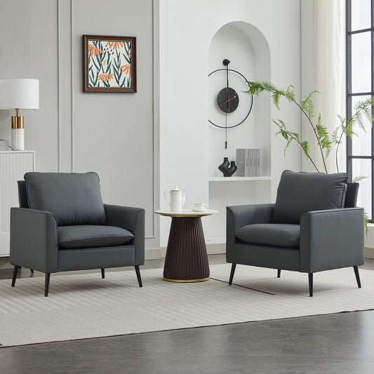 TS Cat paw leather upholstered sofa 2PC gray,Nordic retro light luxury living room balcony bedroom single casual sofa chair